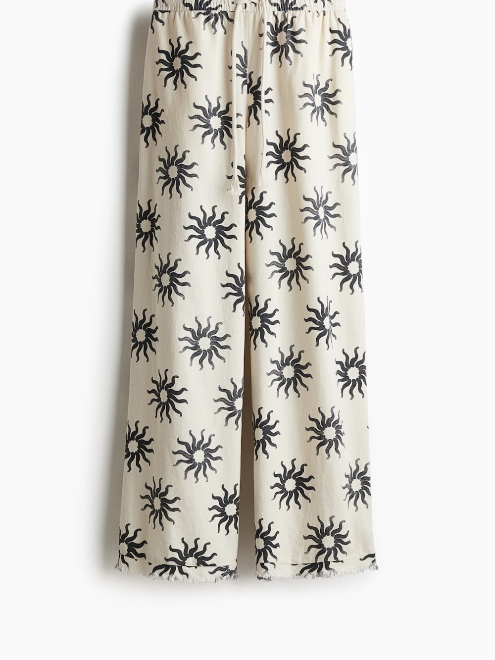 H&M Linen Blend Wide-Leg Pants – Sun Print | Size XS | Airy Summer